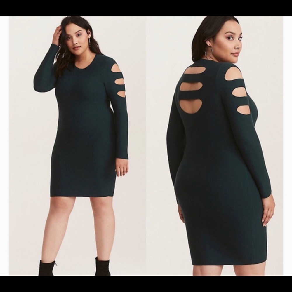 Emerald Green Torrid Cut Out Sweater Dress
